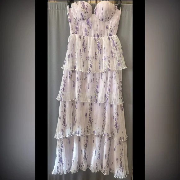 Dress the Population Lavender Floral Strapless Maxi Dress - Picture 5 of 11